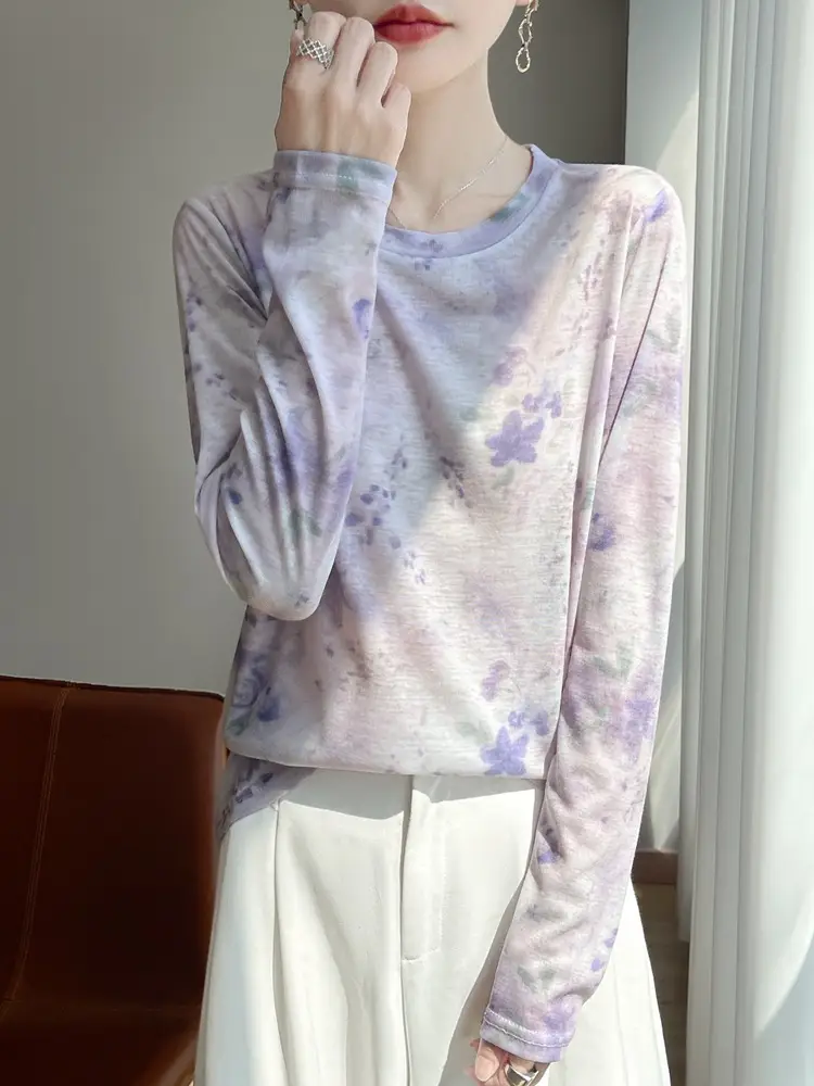 Cross-Border Long-Sleeved T-Shirt Women's Knitwear Top 2026 Spring and Summer New Style Fashionable Inner Wear Loose Fit Slimming