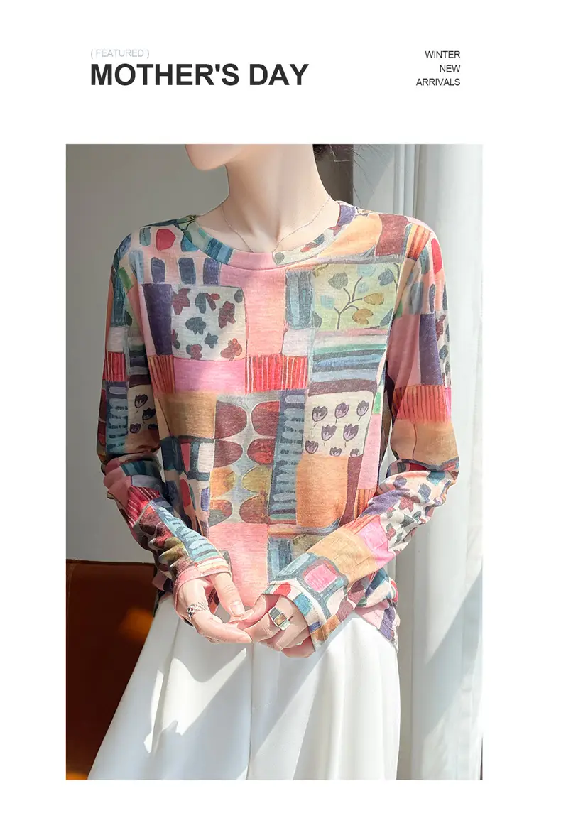 Cross-Border Long-Sleeved T-Shirt Women's Knitwear Top 2026 Spring and Summer New Style Fashionable Inner Wear Loose Fit Slimming — feature 25