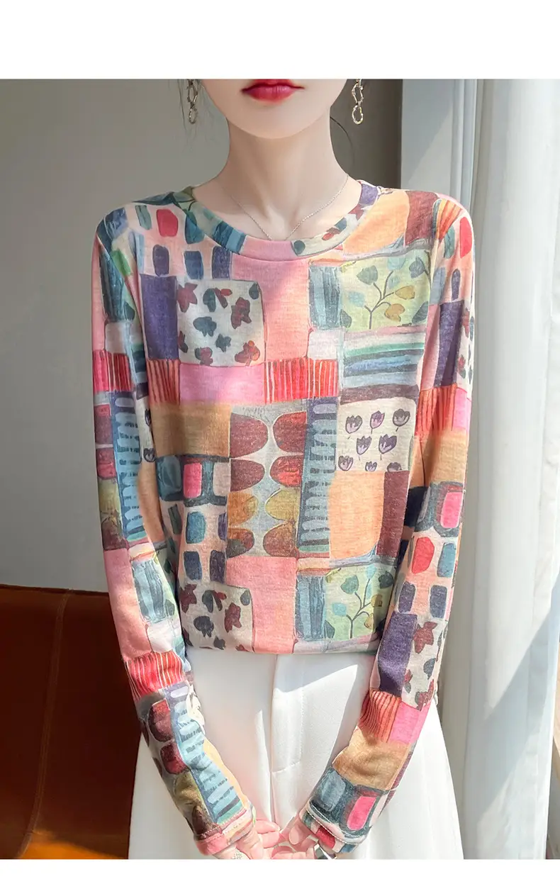 Cross-Border Long-Sleeved T-Shirt Women's Knitwear Top 2026 Spring and Summer New Style Fashionable Inner Wear Loose Fit Slimming — feature 26