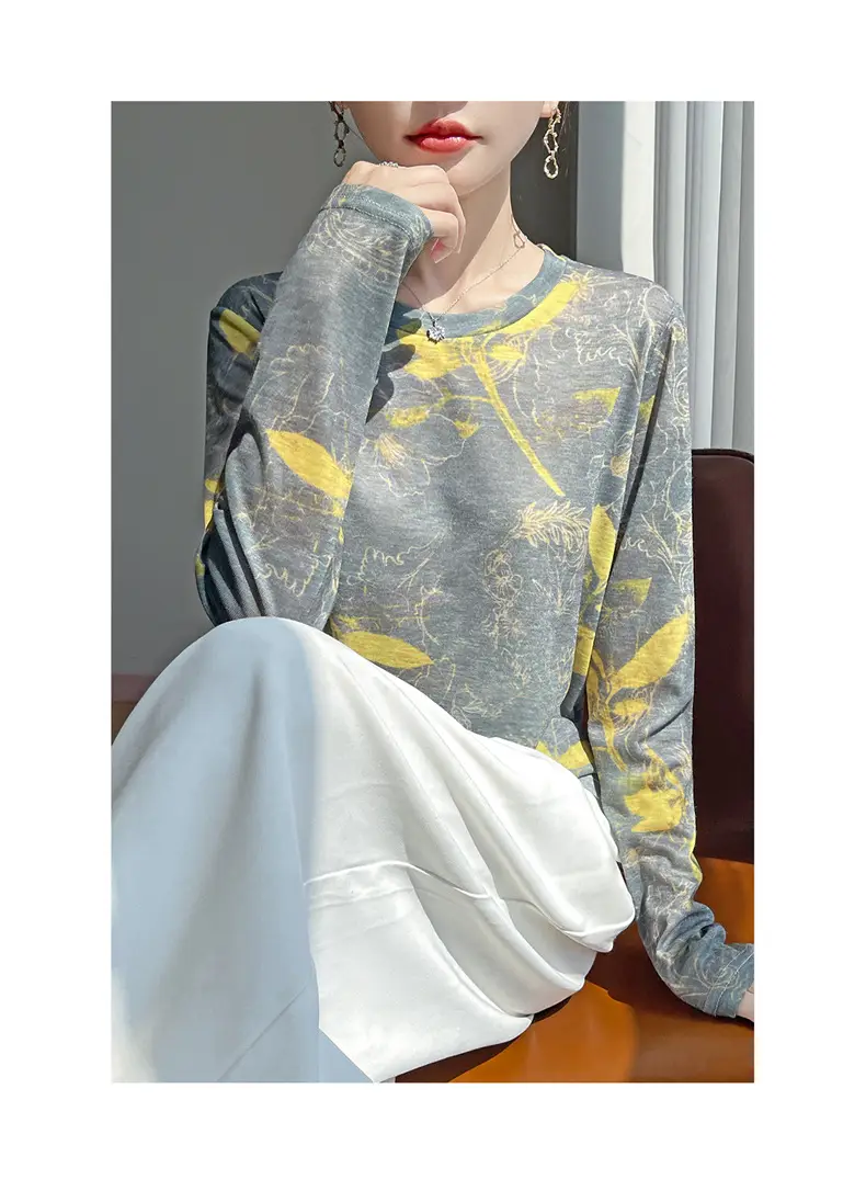 Cross-Border Long-Sleeved T-Shirt Women's Knitwear Top 2026 Spring and Summer New Style Fashionable Inner Wear Loose Fit Slimming — feature 35