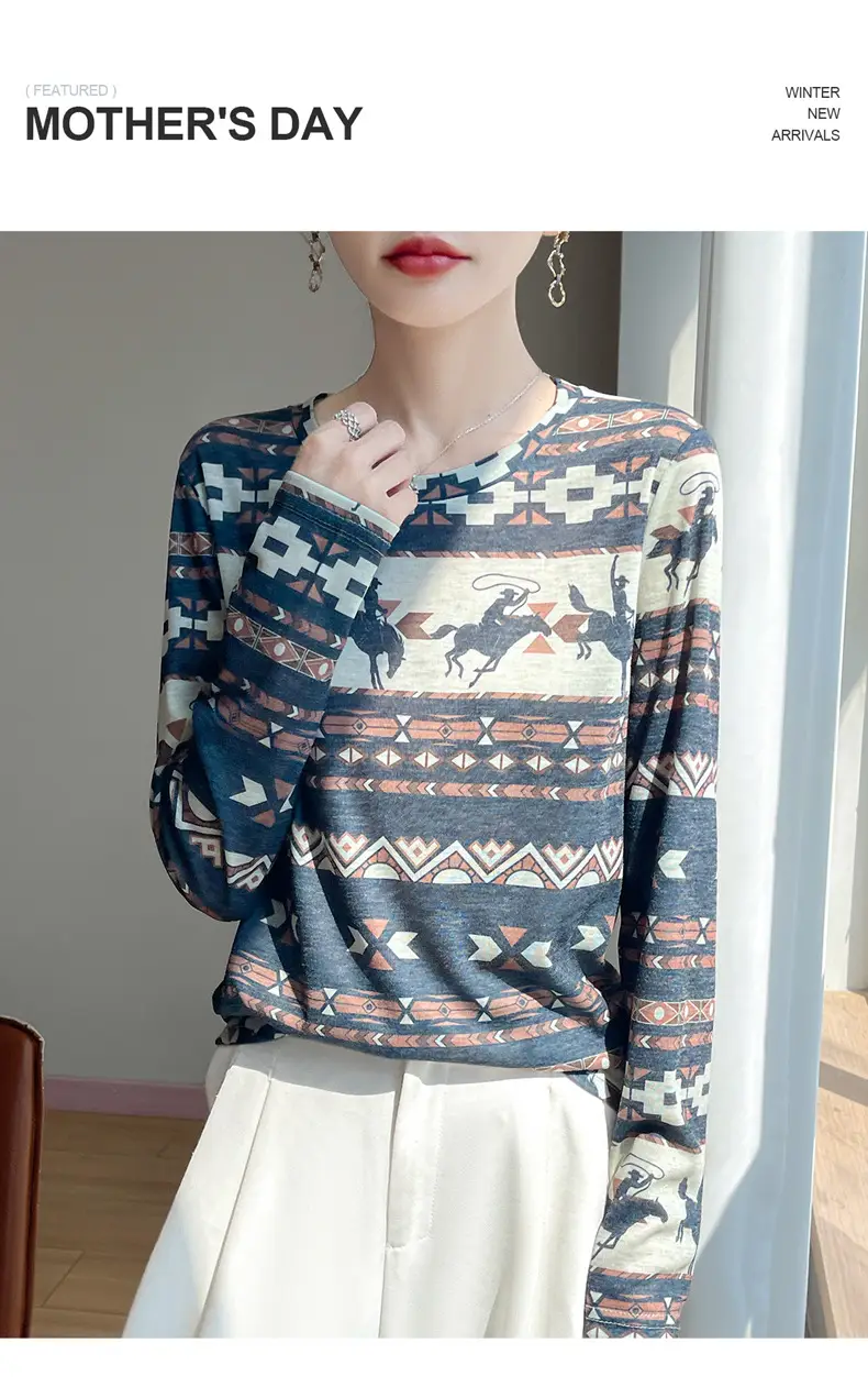 Cross-Border Long-Sleeved T-Shirt Women's Knitwear Top 2026 Spring and Summer New Style Fashionable Inner Wear Loose Fit Slimming — feature 38