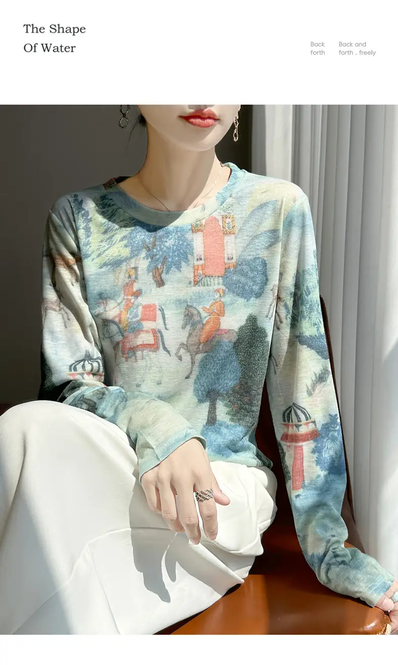 Cross-Border Long-Sleeved T-Shirt Women's Knitwear Top 2026 Spring and Summer New Style Fashionable Inner Wear Loose Fit Slimming — feature 46