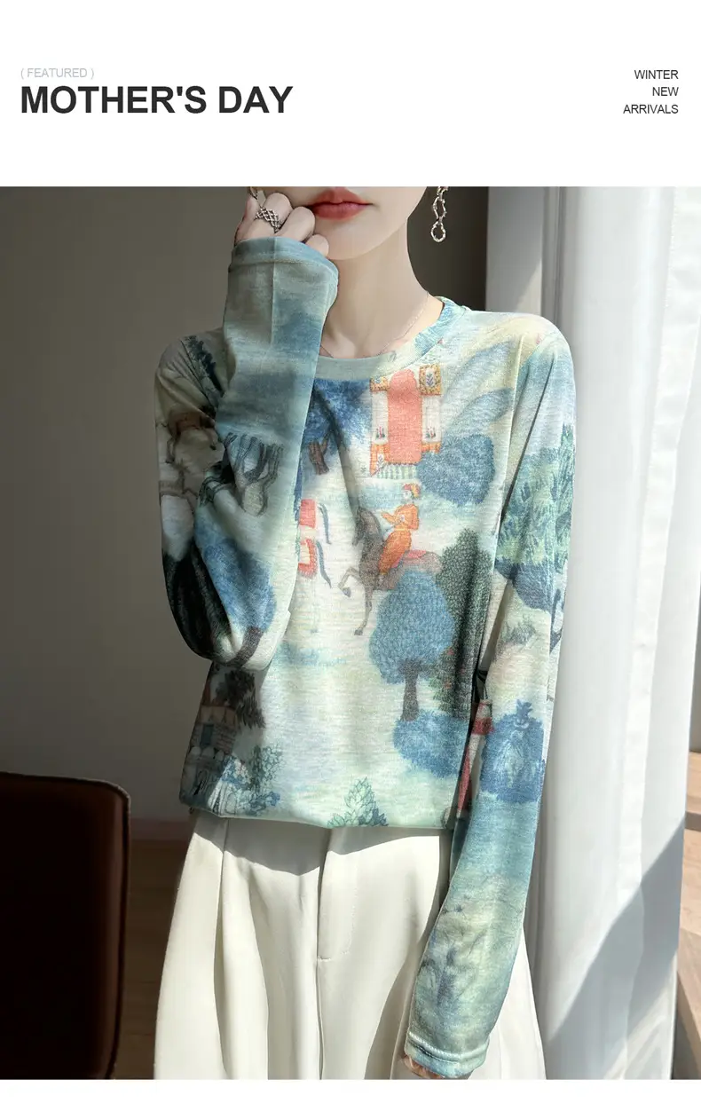 Cross-Border Long-Sleeved T-Shirt Women's Knitwear Top 2026 Spring and Summer New Style Fashionable Inner Wear Loose Fit Slimming — feature 47