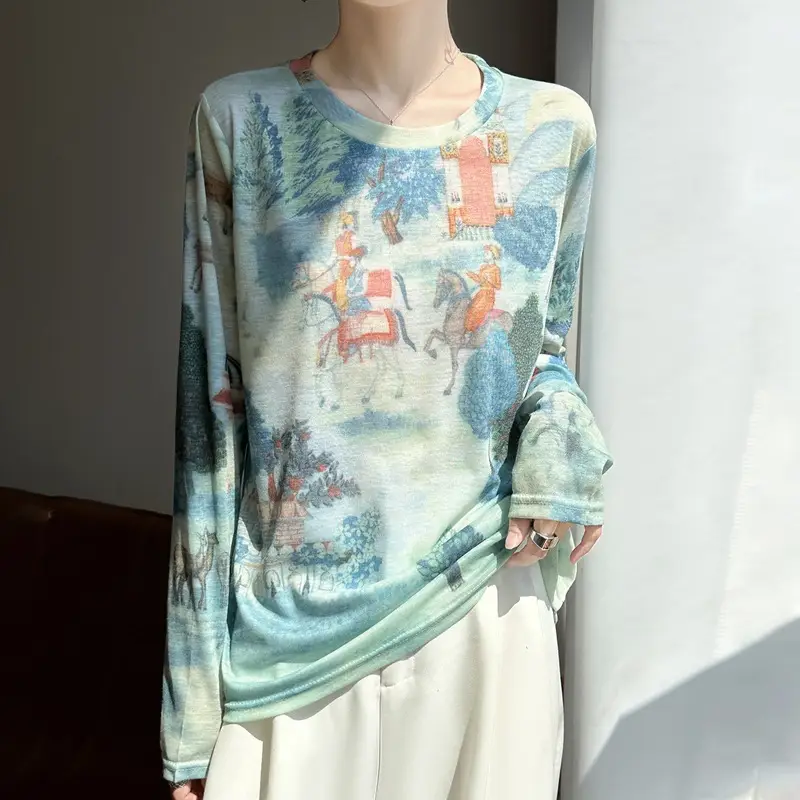 Cross-Border Long-Sleeved T-Shirt Women's Knitwear Top 2026 Spring and Summer New Style Fashionable Inner Wear Loose Fit Slimming
