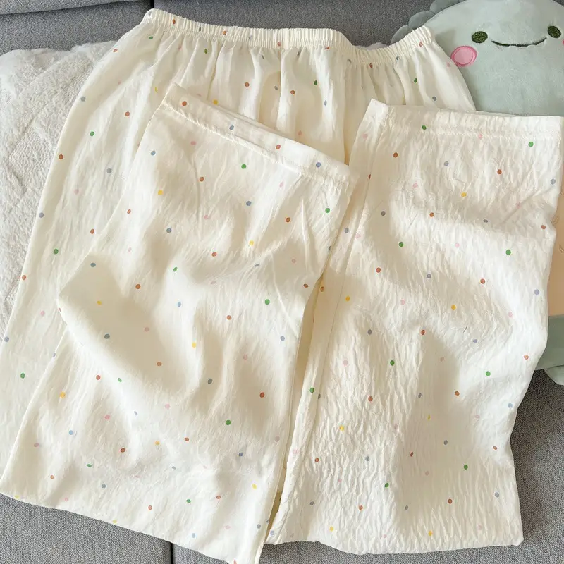 Large Size Pajamas with Breast Pads for Women, Spring and Summer, Lace, Fresh and Colorful, Small Polka Dots, Short-Sleeved Three-Piece Set, Ready for Cross-Border Shipping — feature 6