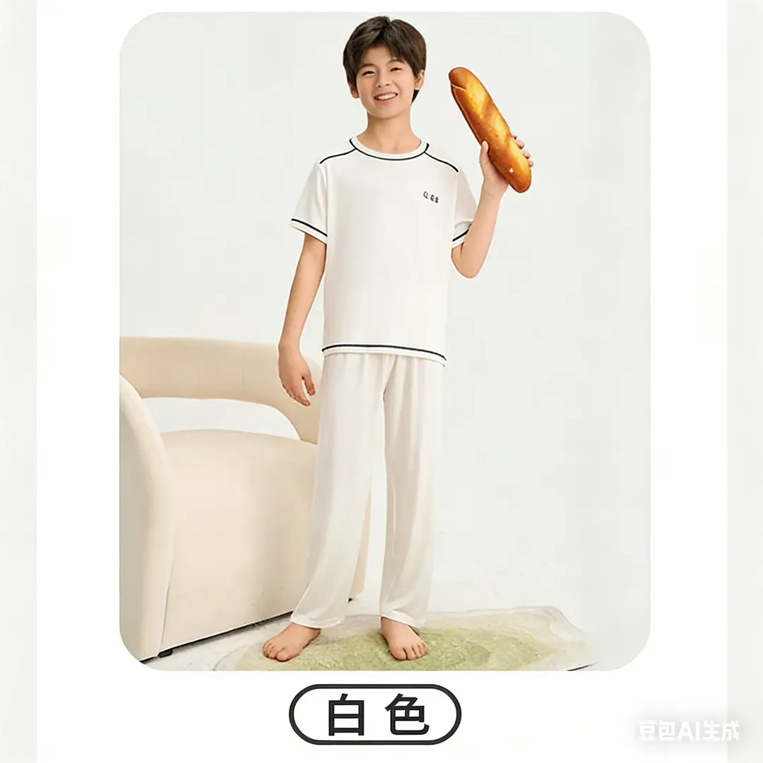 Mole Children's Pajamas for Boys, Summer New Boys' Home Wear, Big Kids, Girls, Teenagers, Ice Silk, Air Conditioning Thin