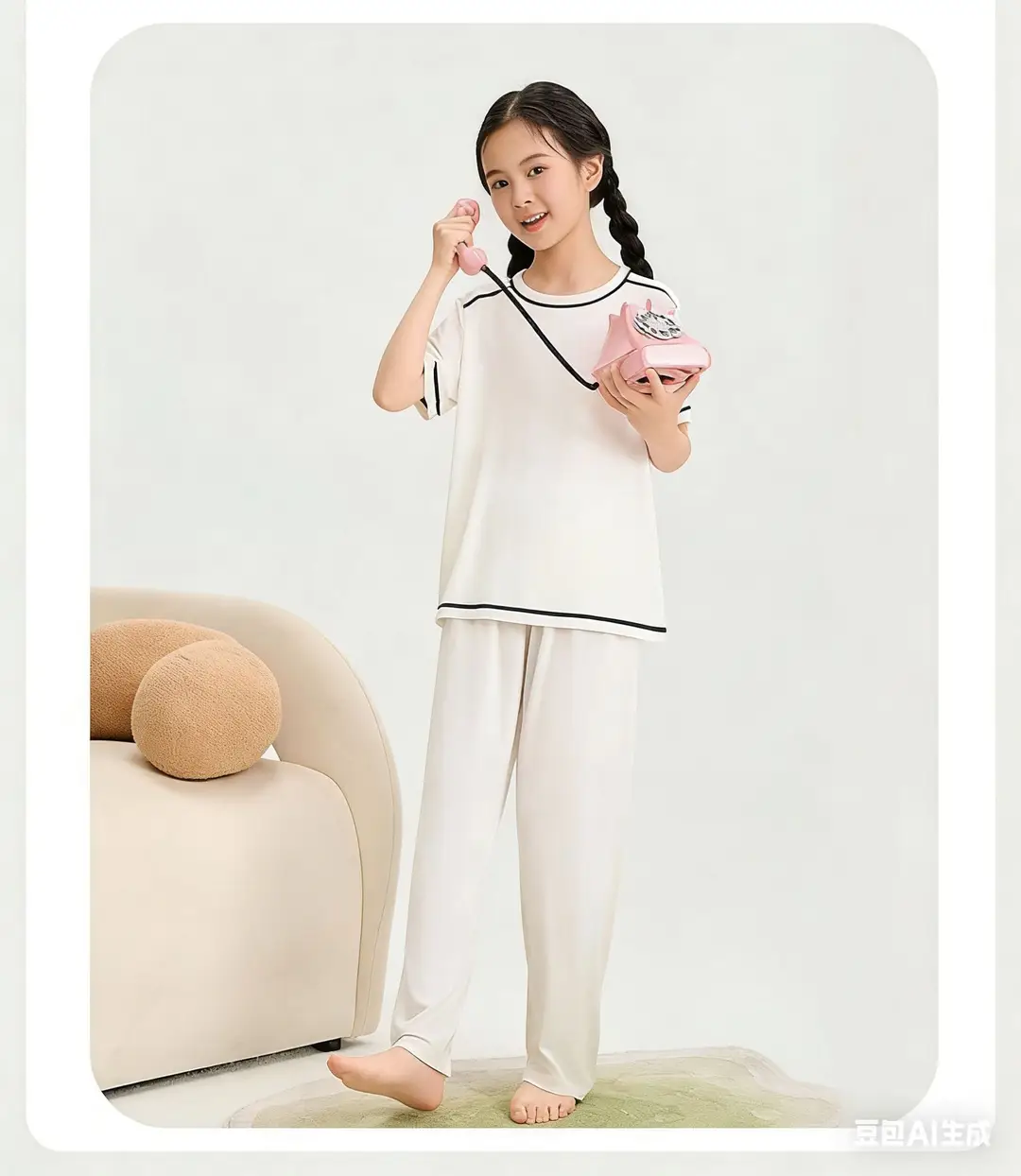 Mole Children's Pajamas for Boys, Summer New Boys' Home Wear, Big Kids, Girls, Teenagers, Ice Silk, Air Conditioning Thin