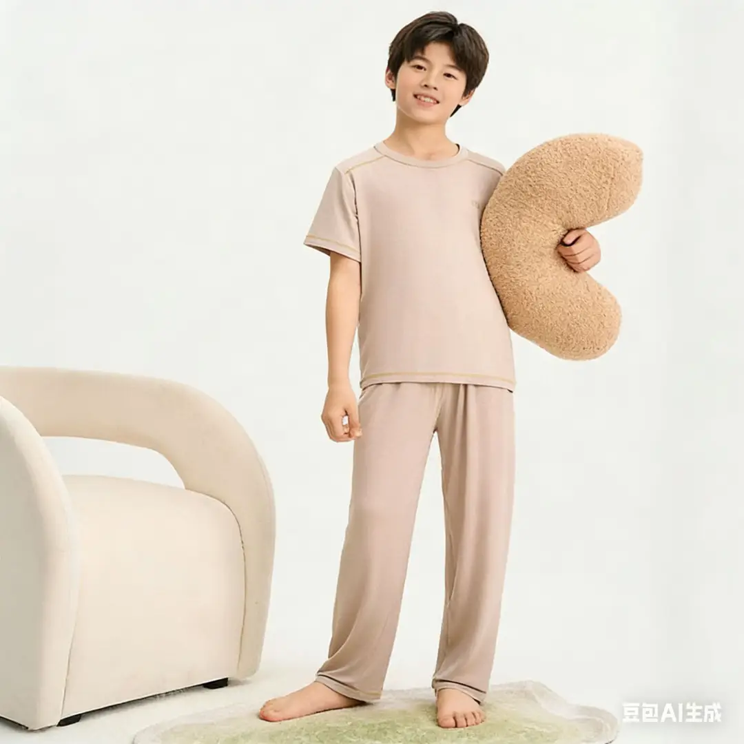 Mole Children's Pajamas for Boys, Summer New Boys' Home Wear, Big Kids, Girls, Teenagers, Ice Silk, Air Conditioning Thin