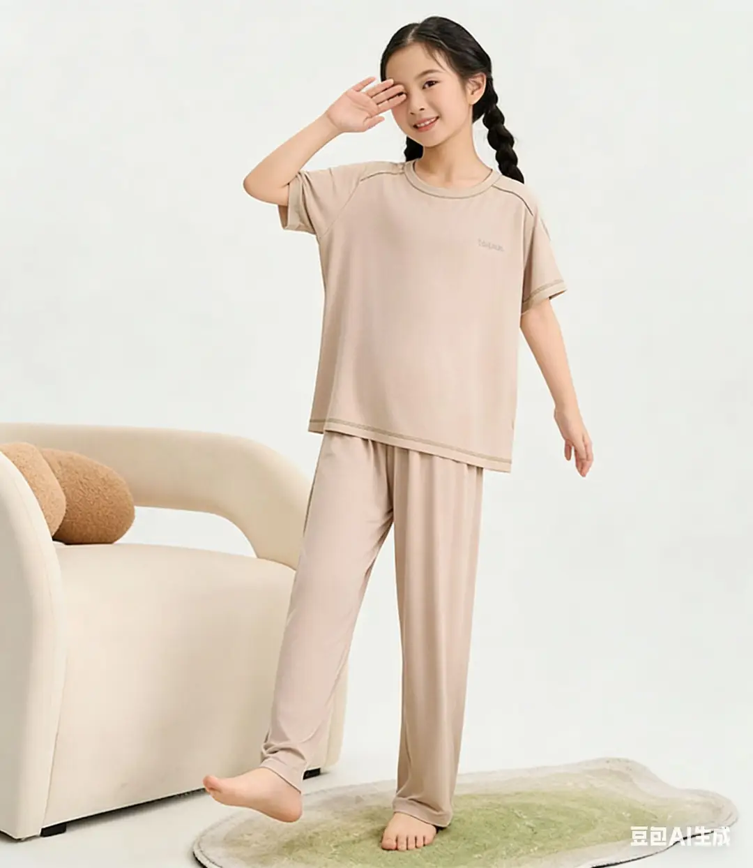 Mole Children's Pajamas for Boys, Summer New Boys' Home Wear, Big Kids, Girls, Teenagers, Ice Silk, Air Conditioning Thin