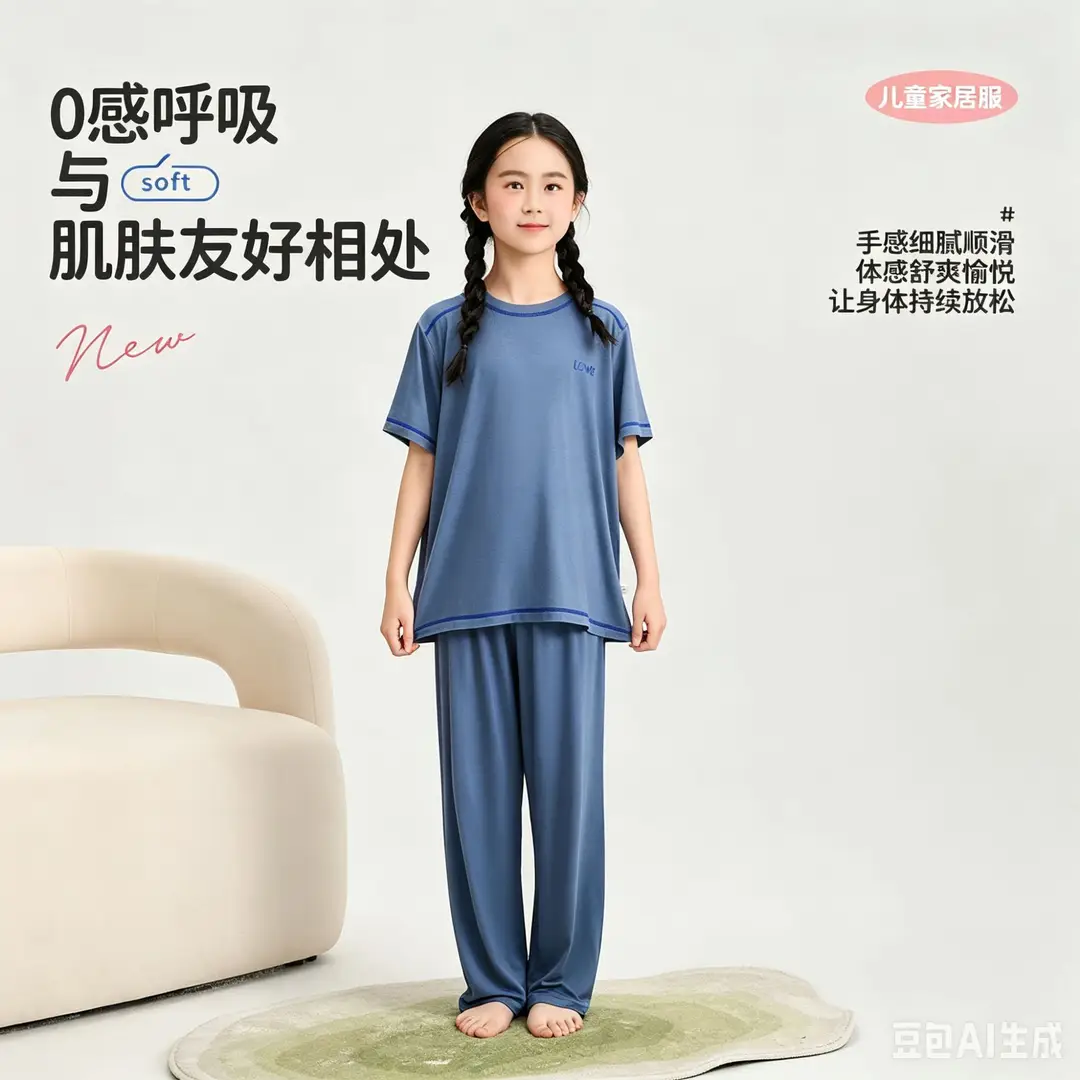 Mole Children's Pajamas for Boys, Summer New Boys' Home Wear, Big Kids, Girls, Teenagers, Ice Silk, Air Conditioning Thin