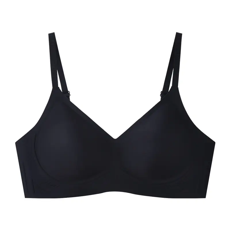 Seamless Bra with No Underwire, Jelly-Like Soft Support, Side Breast Gathering, Fixed Cups, Ultra-Soft and Thin Bra