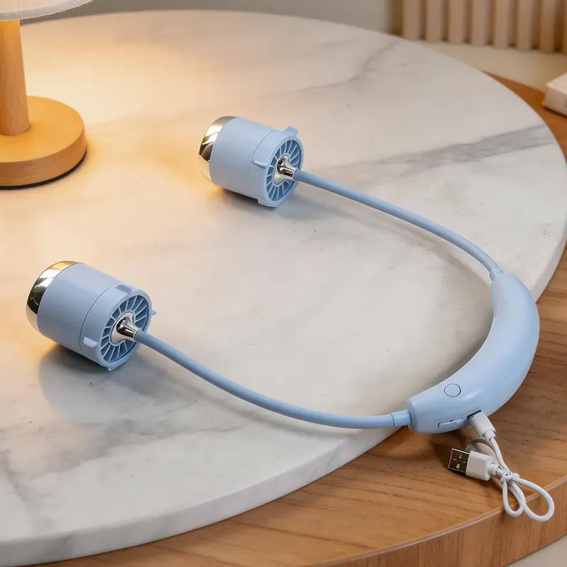 Fashionable Neck-Hanging Fan with Multiple Speed Settings, USB Charging, Portable Neck Fan, Gift