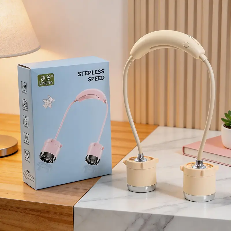 Fashionable Neck-Hanging Fan with Multiple Speed Settings, USB Charging, Portable Neck Fan, Gift