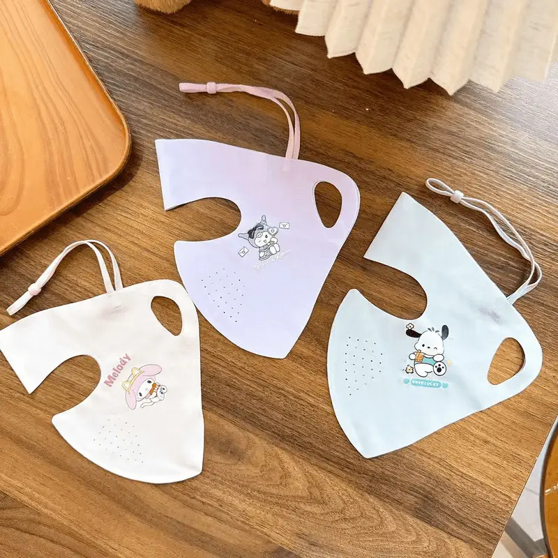 Children's Sun Protection Mask for Girls, Summer Uv Protection Full-Face Mask, Outdoor Ice Silk Cooling Sunshade Face Mask