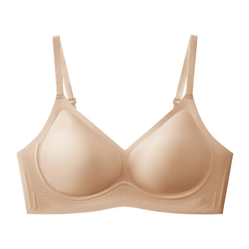Seamless Bra with No Underwire, Jelly Soft Support, Side Breast Gathering, Fixed Cup, Ultra-Soft and Thin Bra