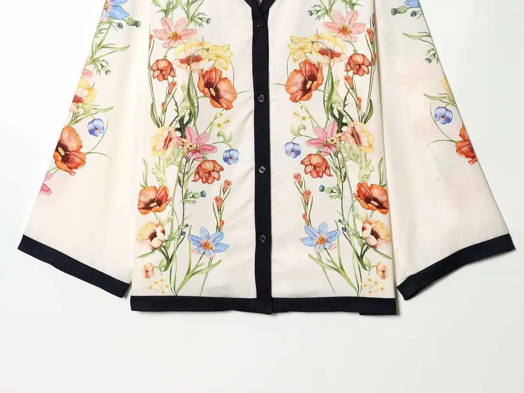 Kaopu Za Summer New European and American Cross-Border Women's Clothing Wholesale Hot-Selling Silk Satin Printed Long-Sleeve Shirt and Pants — feature 13