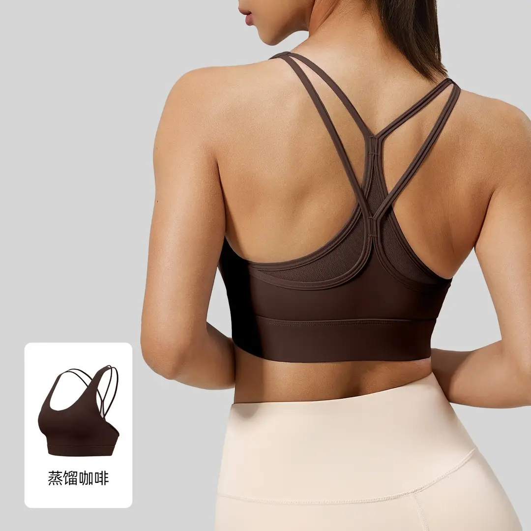 Mesh Cross-Back Sports Bra, Beautiful Back Top, High-Intensity Shock-Proof Yoga Fitness Underwear for Women