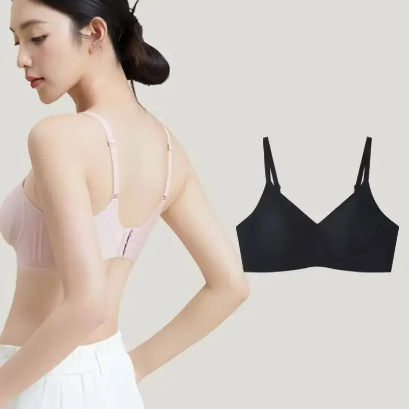 Seamless Bra with No Underwire, Jelly-Like Soft Support, Side Breast Gathering, Fixed Cup, Ultra-Soft and Thin Bra