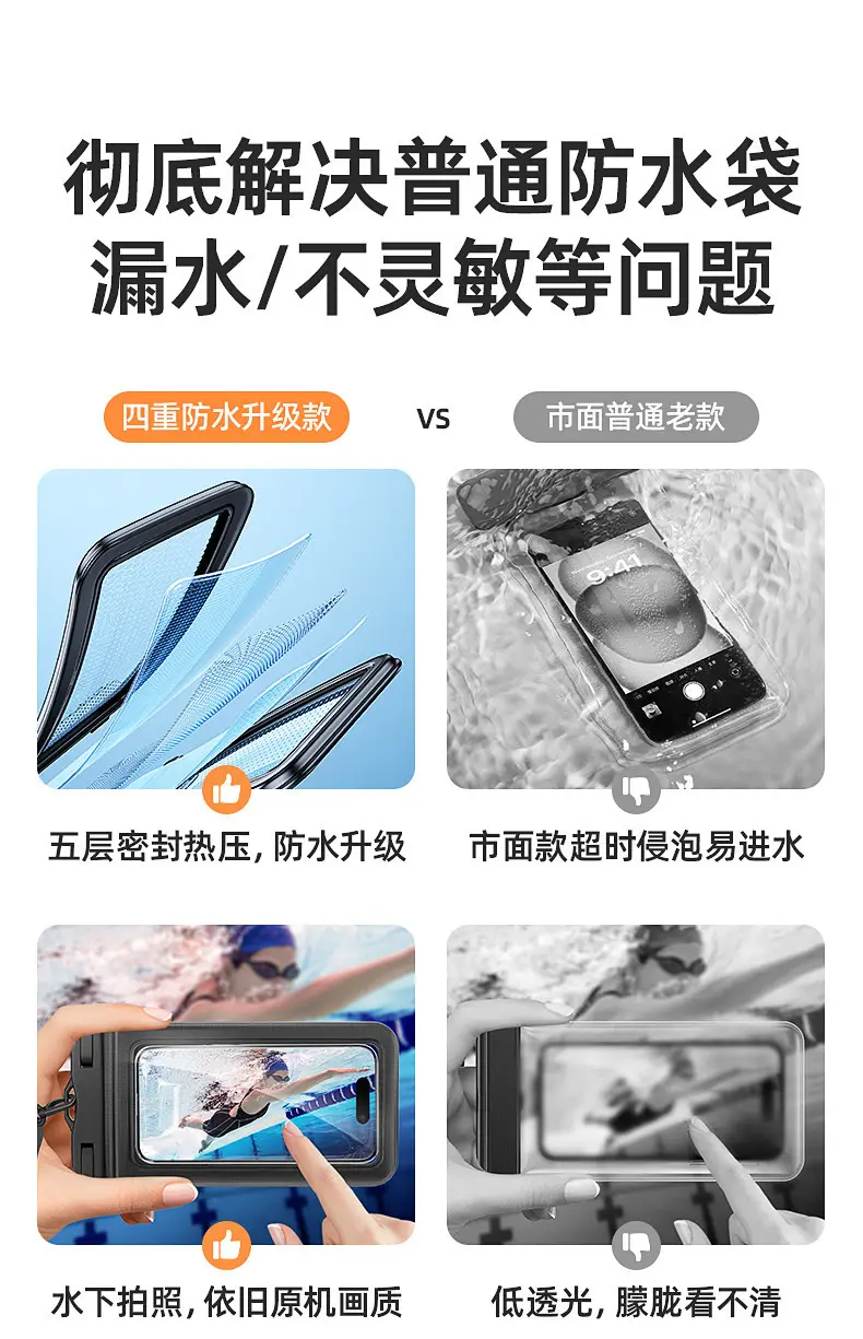 Cross-Border Waterproof Mobile Phone Bag, Touch Screen Waterproof Mobile Phone Bag, Drifting, Swimming, Hot Spring Photography, Sealed Mobile Phone Waterproof Case — feature 7