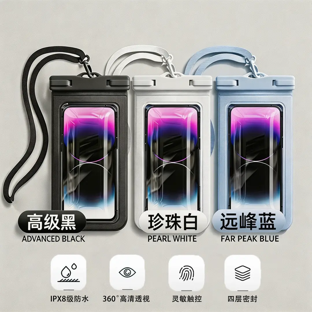 Cross-Border Waterproof Mobile Phone Bag, Touch Screen Waterproof Mobile Phone Bag, Drifting, Swimming, Hot Spring Photography, Sealed Mobile Phone Waterproof Case