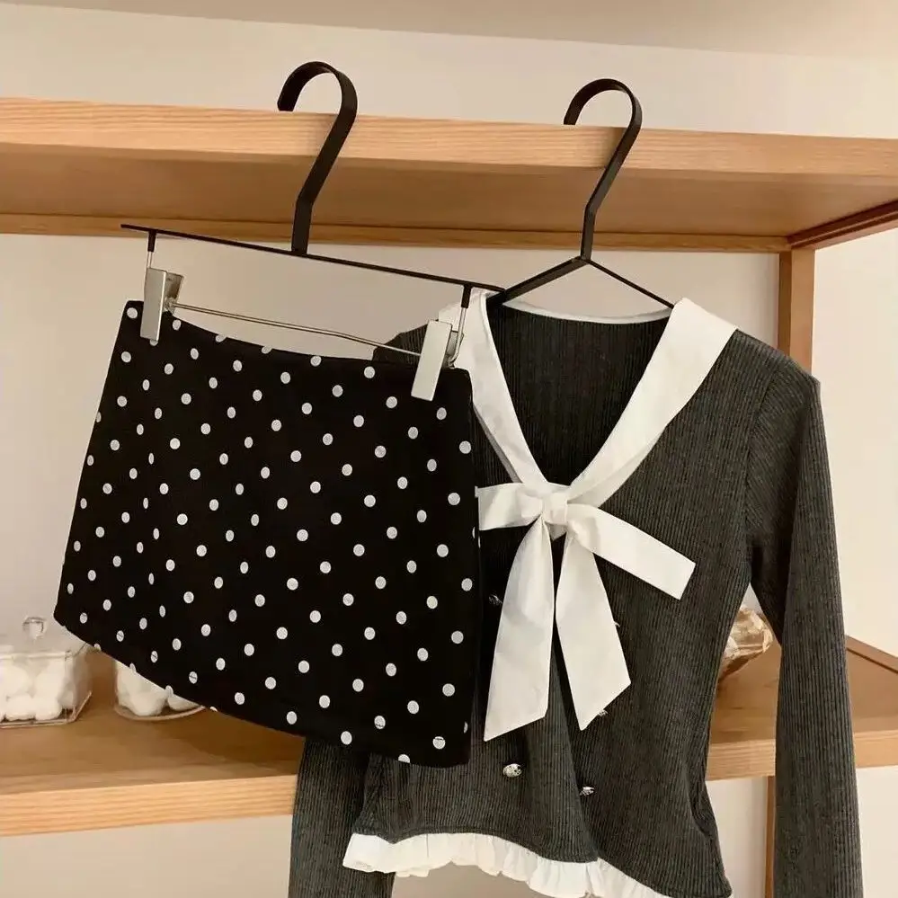 Elegant Satin Polka Dot Simple Skirt for Women, New Spring and Summer Style, Slimming Low-Waist Hip-Hugging Skirt, Age-Reducing A-Line Short Skirt