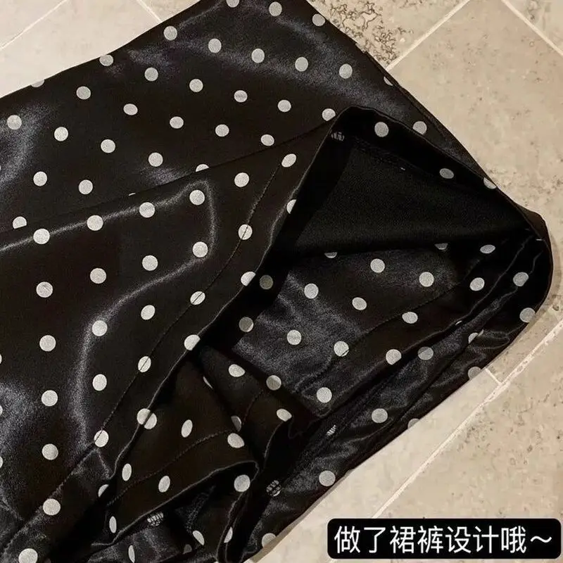 Elegant Satin Polka Dot Simple Skirt for Women, New Spring and Summer Style, Slimming Low-Waist Hip-Hugging Skirt, Age-Reducing A-Line Short Skirt