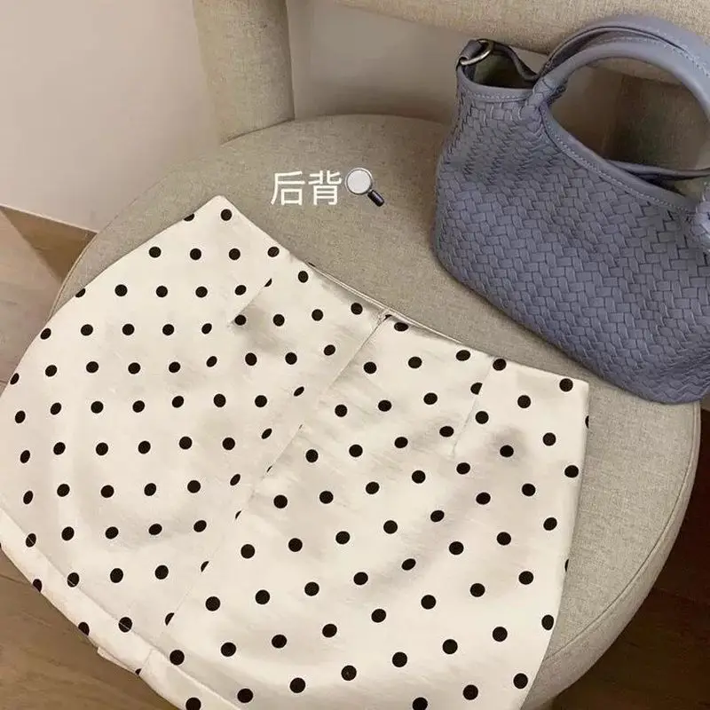 Elegant Satin Polka Dot Simple Skirt for Women, New Spring and Summer Style, Slimming Low-Waist Hip-Hugging Skirt, Age-Reducing A-Line Short Skirt