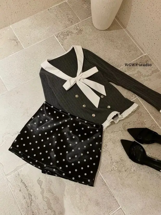 Elegant Satin Polka Dot Simple Skirt for Women, New Spring and Summer Style, Slimming Low-Waist Hip-Hugging Skirt, Age-Reducing A-Line Short Skirt — feature 5