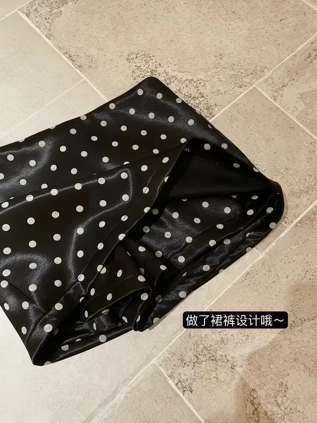 Elegant Satin Polka Dot Simple Skirt for Women, New Spring and Summer Style, Slimming Low-Waist Hip-Hugging Skirt, Age-Reducing A-Line Short Skirt — feature 6