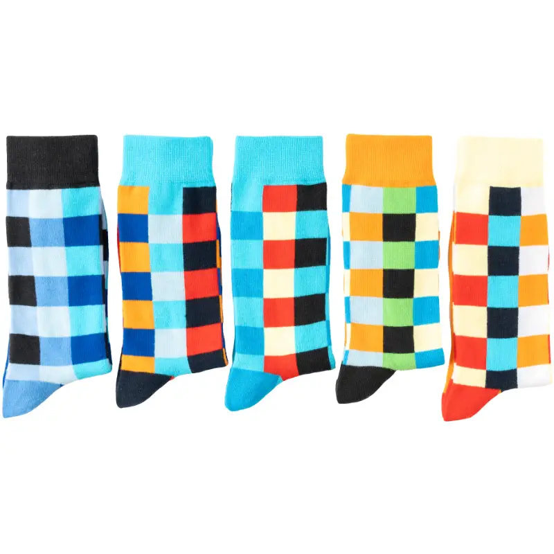 Casual Business Plaid Socks for Men and Women, British Style Cotton Socks, Colorful Plaid Mid-Tube Retro Trendy Long Socks — feature 13