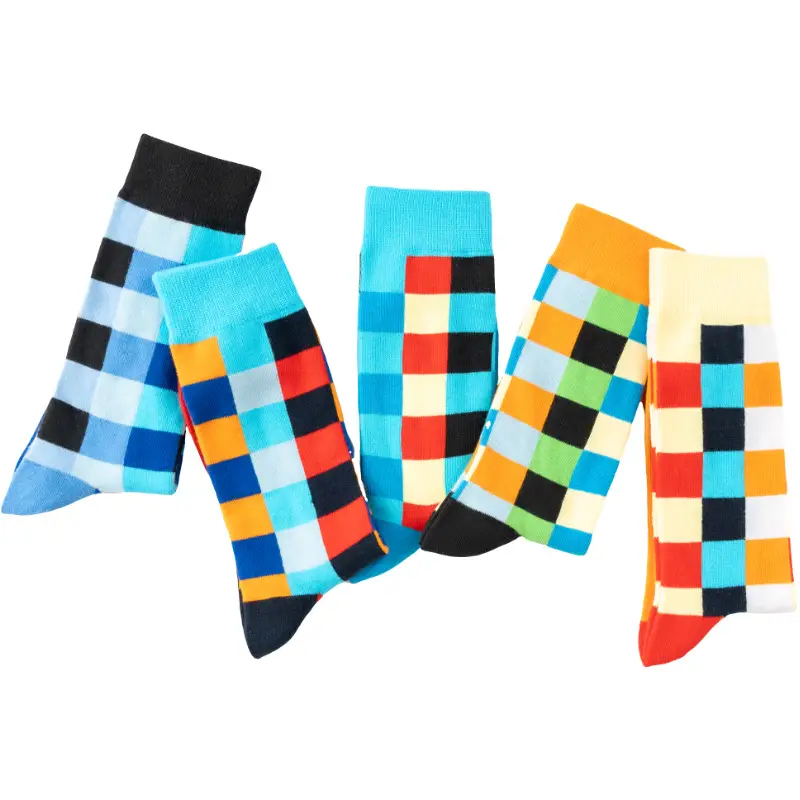 Casual Business Plaid Socks for Men and Women, British Style Cotton Socks, Colorful Plaid Mid-Tube Retro Trendy Long Socks — feature 16