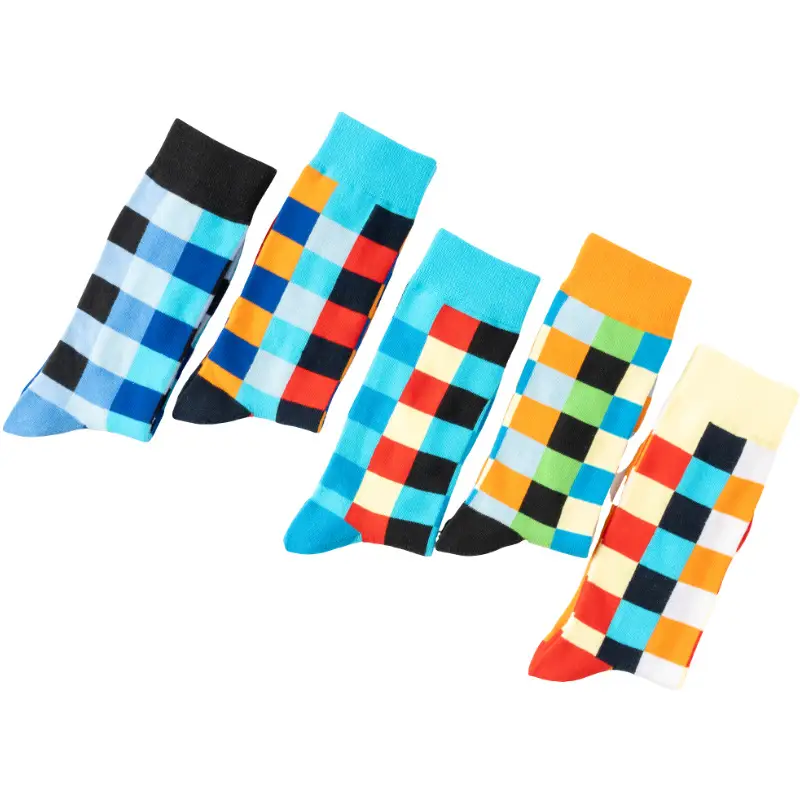 Casual Business Plaid Socks for Men and Women, British Style Cotton Socks, Colorful Plaid Mid-Tube Retro Trendy Long Socks — feature 17