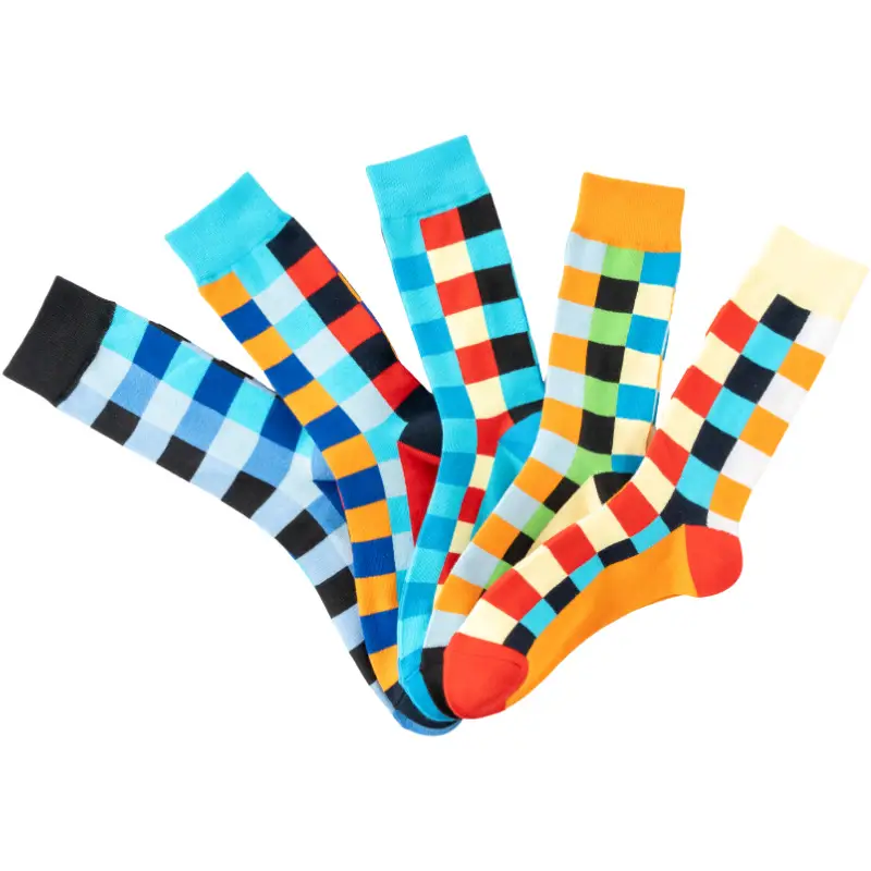 Casual Business Plaid Socks for Men and Women, British Style Cotton Socks, Colorful Plaid Mid-Tube Retro Trendy Long Socks — feature 18