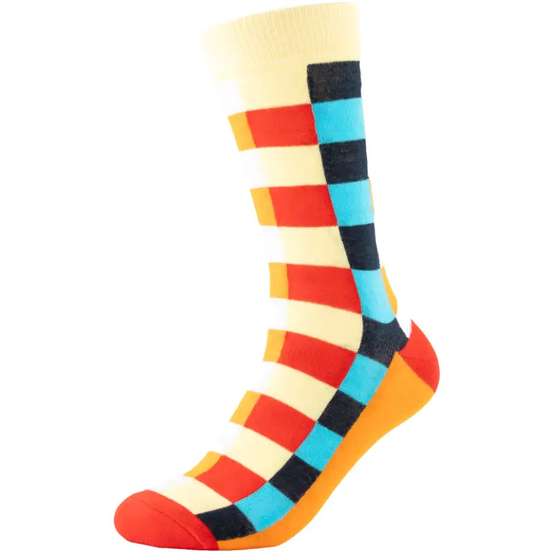 Casual Business Plaid Socks for Men and Women, British Style Cotton Socks, Colorful Plaid Mid-Tube Retro Trendy Long Socks — feature 24