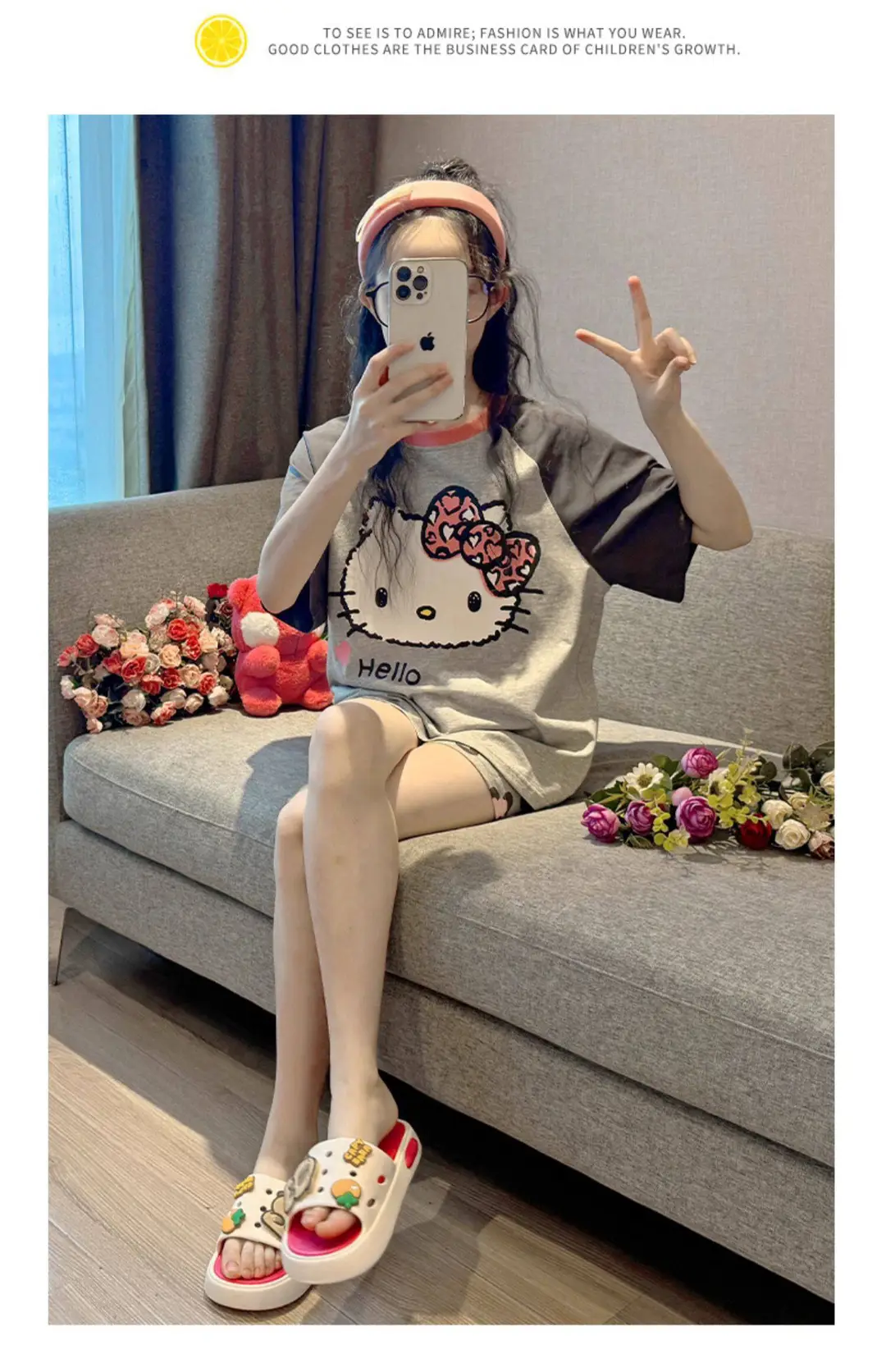 Girls' Pajamas Summer Children's Thin Short-Sleeved Shorts Set 2026 New Cartoon Style Home Wear for Older Girls — feature 10