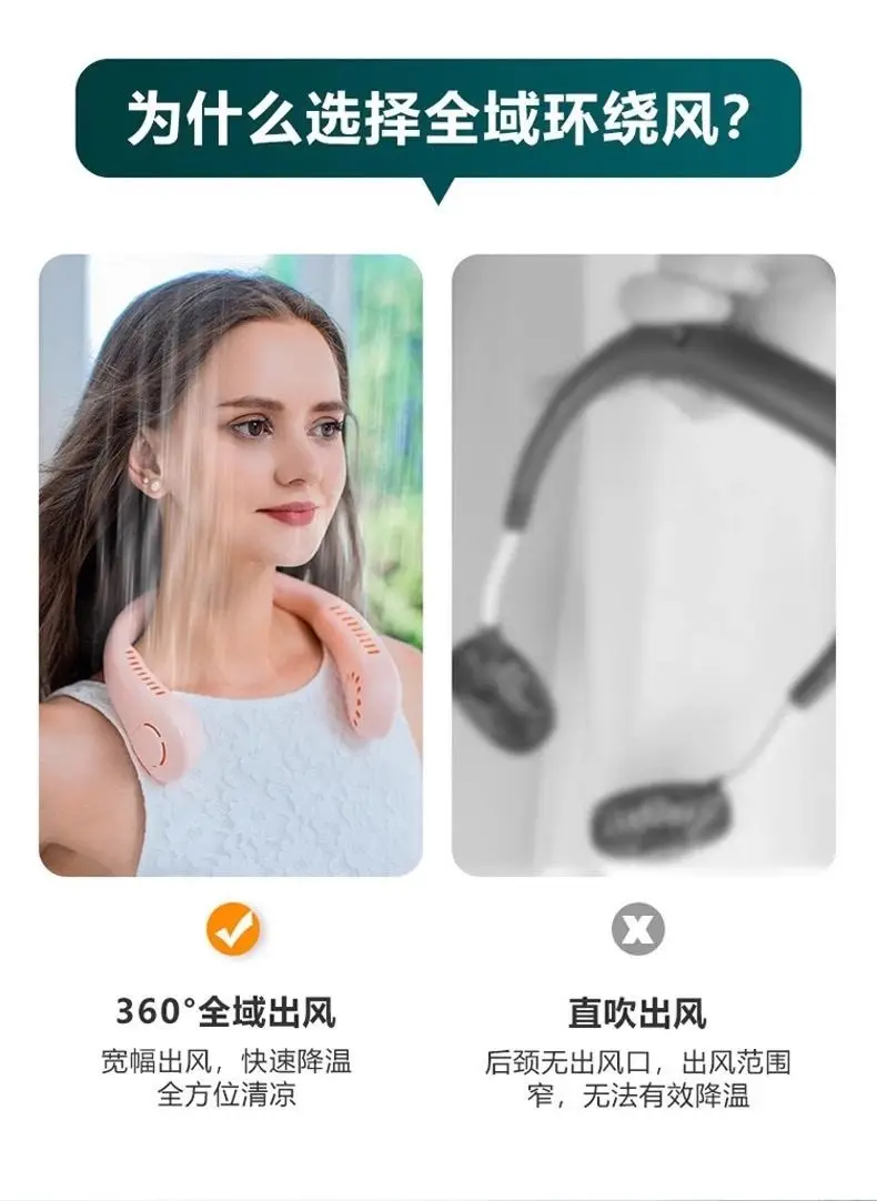 Hanging Neck Fan, Portable Mini Fan, Bladeless Rechargeable Small Fan, Neck-Hanging Fan — feature 2
