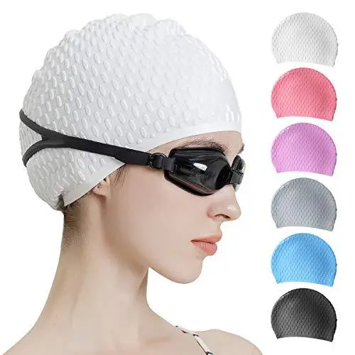 Anti-Slip Water Drop Pattern Silicone Swimming Cap, High Elasticity, Non-Tightening, Waterproof, Ear-Protecting, Suitable for Adults and Children, Long Hair Wrap Swimming Cap — feature 12