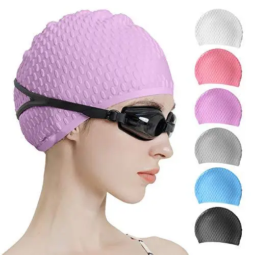 Anti-Slip Water Drop Pattern Silicone Swimming Cap, High Elasticity, Non-Tightening, Waterproof, Ear-Protecting, Suitable for Adults and Children, Long Hair Wrap Swimming Cap — feature 13