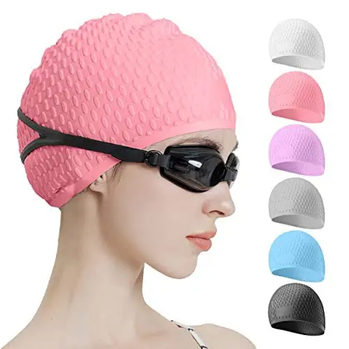 Anti-Slip Water Drop Pattern Silicone Swimming Cap, High Elasticity, Non-Tightening, Waterproof, Ear-Protecting, Suitable for Adults and Children, Long Hair Wrap Swimming Cap — feature 14