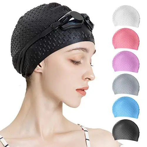 Anti-Slip Water Drop Pattern Silicone Swimming Cap, High Elasticity, Non-Tightening, Waterproof, Ear-Protecting, Suitable for Adults and Children, Long Hair Wrap Swimming Cap — feature 17