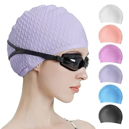 Anti-Slip Water Drop Pattern Silicone Swimming Cap, High Elasticity, Non-Tightening, Waterproof, Ear-Protecting, Suitable for Adults and Children, Long Hair Wrap Swimming Cap — feature 18