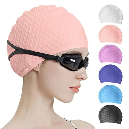 Anti-Slip Water Drop Pattern Silicone Swimming Cap, High Elasticity, Non-Tightening, Waterproof, Ear-Protecting, Suitable for Adults and Children, Long Hair Wrap Swimming Cap — feature 19