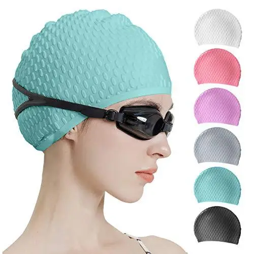 Anti-Slip Water Drop Pattern Silicone Swimming Cap, High Elasticity, Non-Tightening, Waterproof, Ear-Protecting, Suitable for Adults and Children, Long Hair Wrap Swimming Cap — feature 21