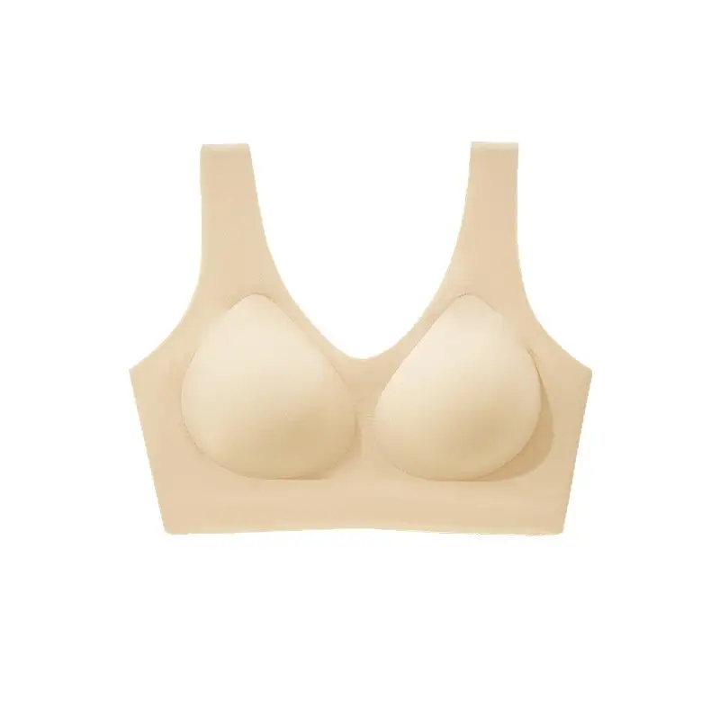 Nude-Feel Seamless Women's Tank Top Underwear, Wireless, Soft Support, Comfortable, High Elasticity, Lift and Gather Side Breasts, Women's Bra