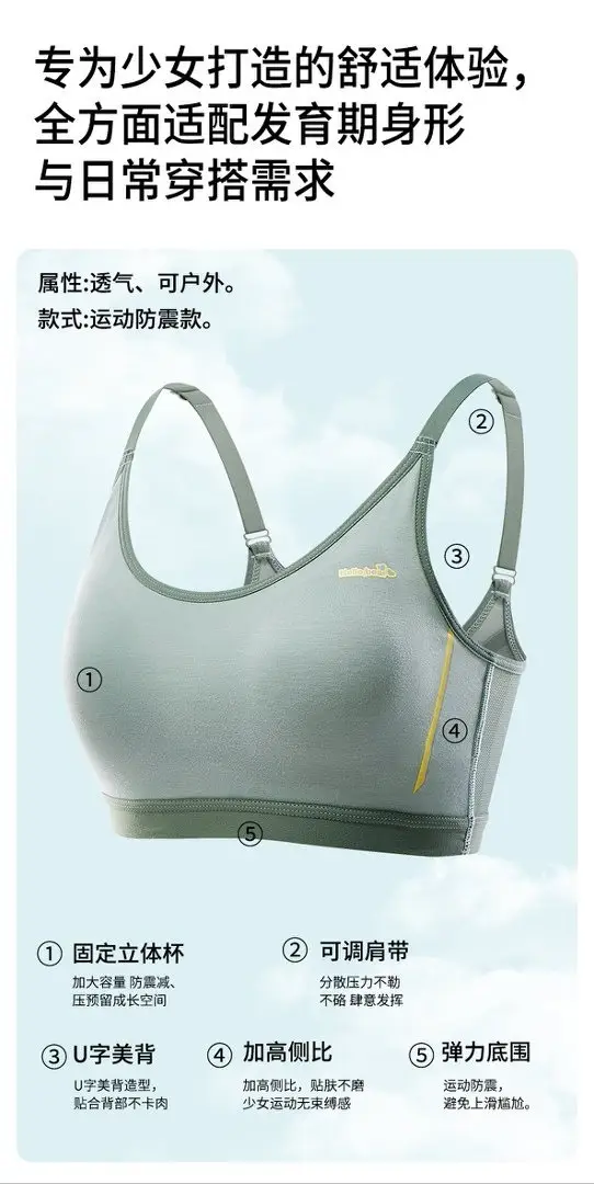 Sports Bra for Junior High School Students, Small Vest for Teenage Girls in Their Developmental Period, Shock-Proof Running Bra for High School Girls — feature 2