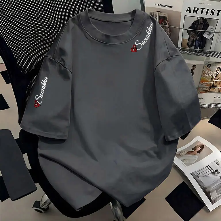 Navy Blue Pure Cotton Short-Sleeved T-Shirt for Women, Summer College Style High Street Student Loose Oversize Half-Sleeved Top Ins — feature 12
