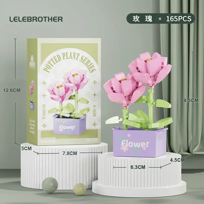 Three-Dimensional Small Particle Building Block Bouquet, Simulated Potted Plant, Compatible with Lego Assembly Ornaments, Children's Toys, Gifts, Cross-Border — feature 47