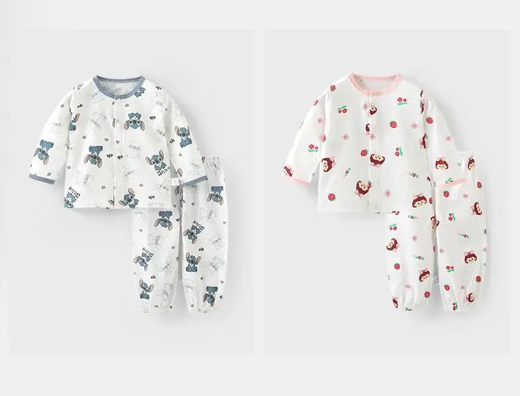 Children's Air-Conditioned Clothing, Baby Summer Thin Cotton Long-Sleeved Pajamas Set, Baby Summer Clothing, Boys and Girls Home Clothes — feature 9