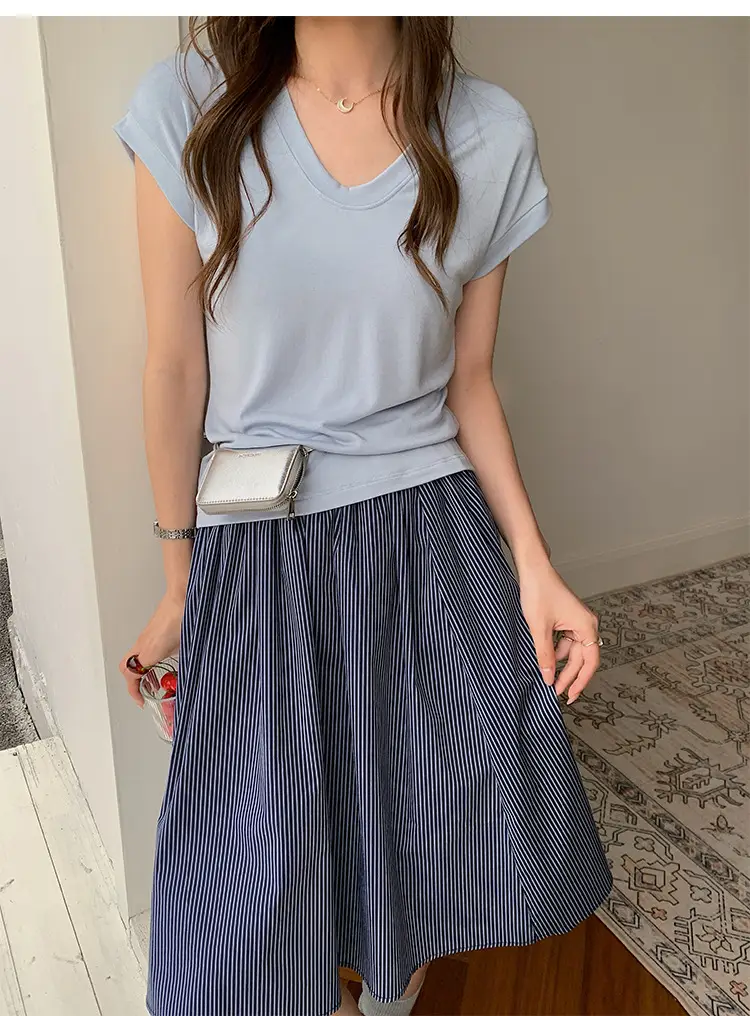 Sen Island Silk Wool Short Sleeve Modal Women's Flutter Sleeve U-Neck T-Shirt Petite Design Versatile Base Layer Top — feature 30
