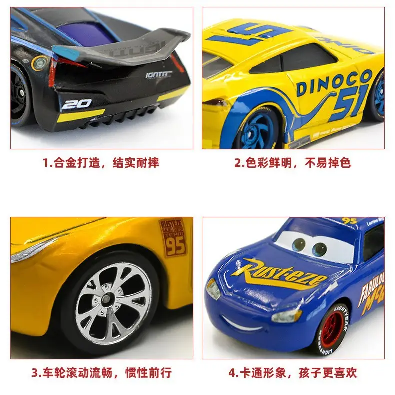Cars: Lightning Mcqueen and Road Runner New Alloy Toy Car Models for Children - Collectible Sliding Vehicles